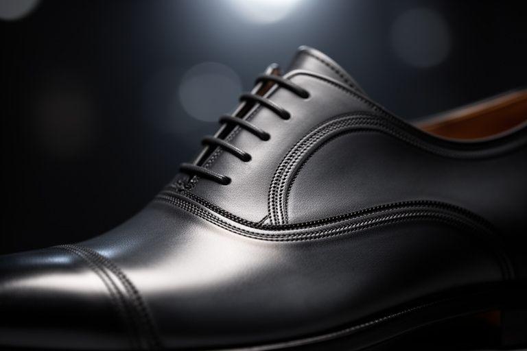 Luxuriöser Massschuh mit geschwungenen Nähten und dezentem Glanz auf Leder